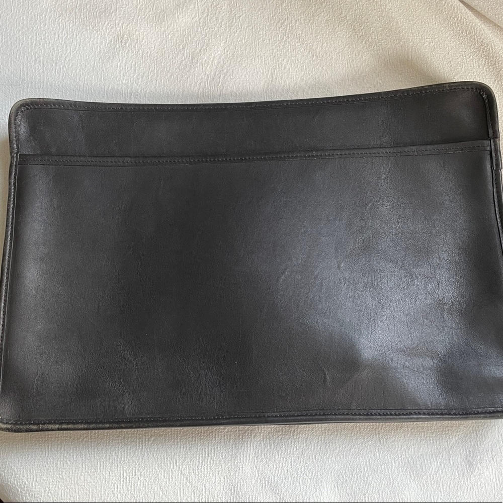 Vintage 1970s 1980s Coach Black Leather Portfolio Laptop Pouch